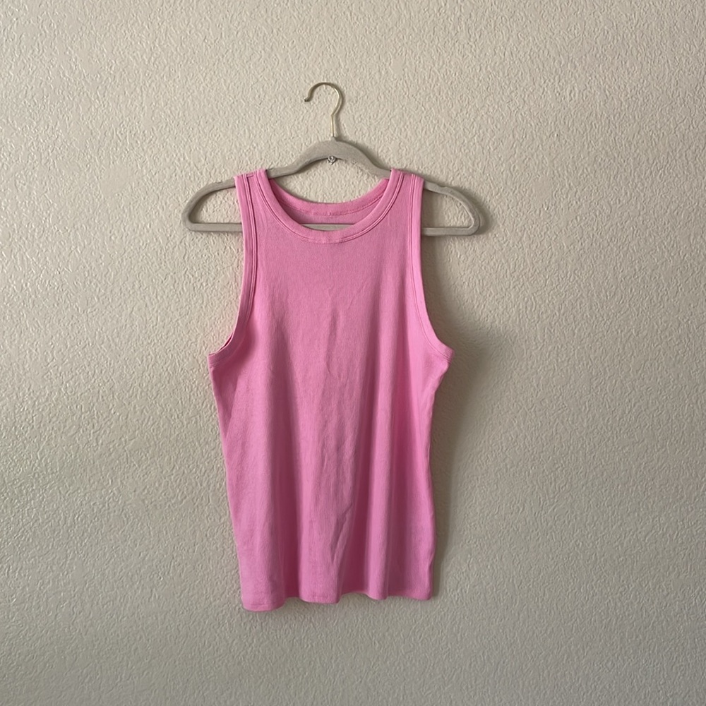 A New Day Scoop Tank Top Sleeveless Ribbed Tee Pink Coastal